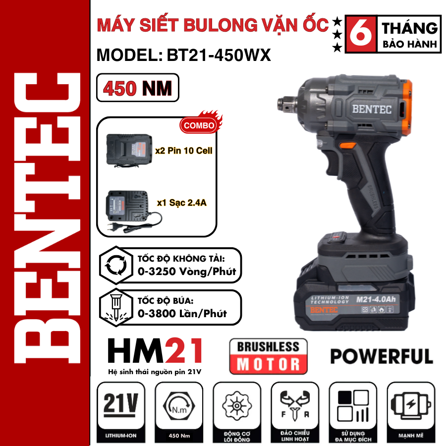 THÂN MÁY SIẾT BULONG PIN BENTEC BT21-450WX